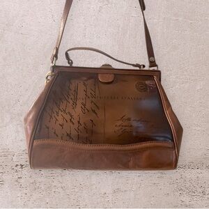EUC - Patricia Nash Discovery Brianza Tabaco Postcard Leather Frame Satchel